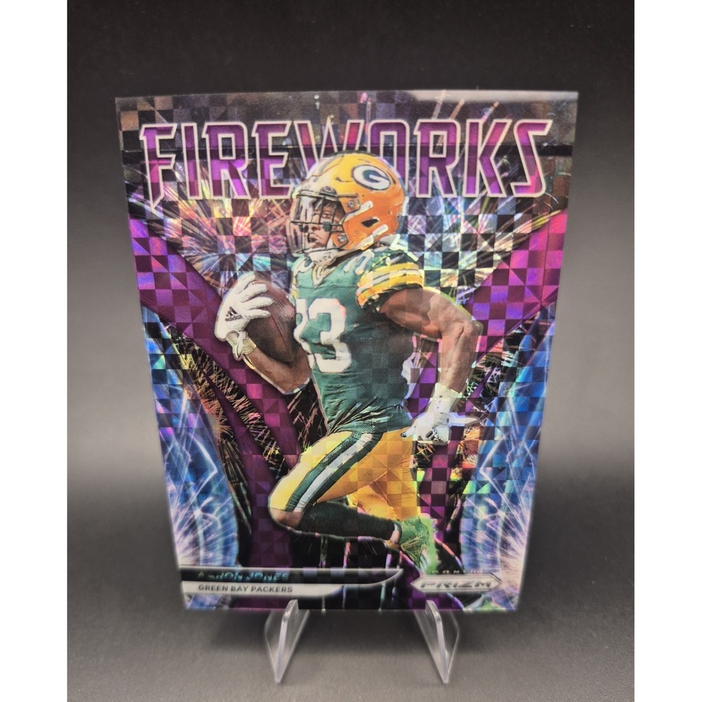 2021 Panini Prizm Aaron Jones #F-4 Fireworks Purple Power Prizm /49 Packers